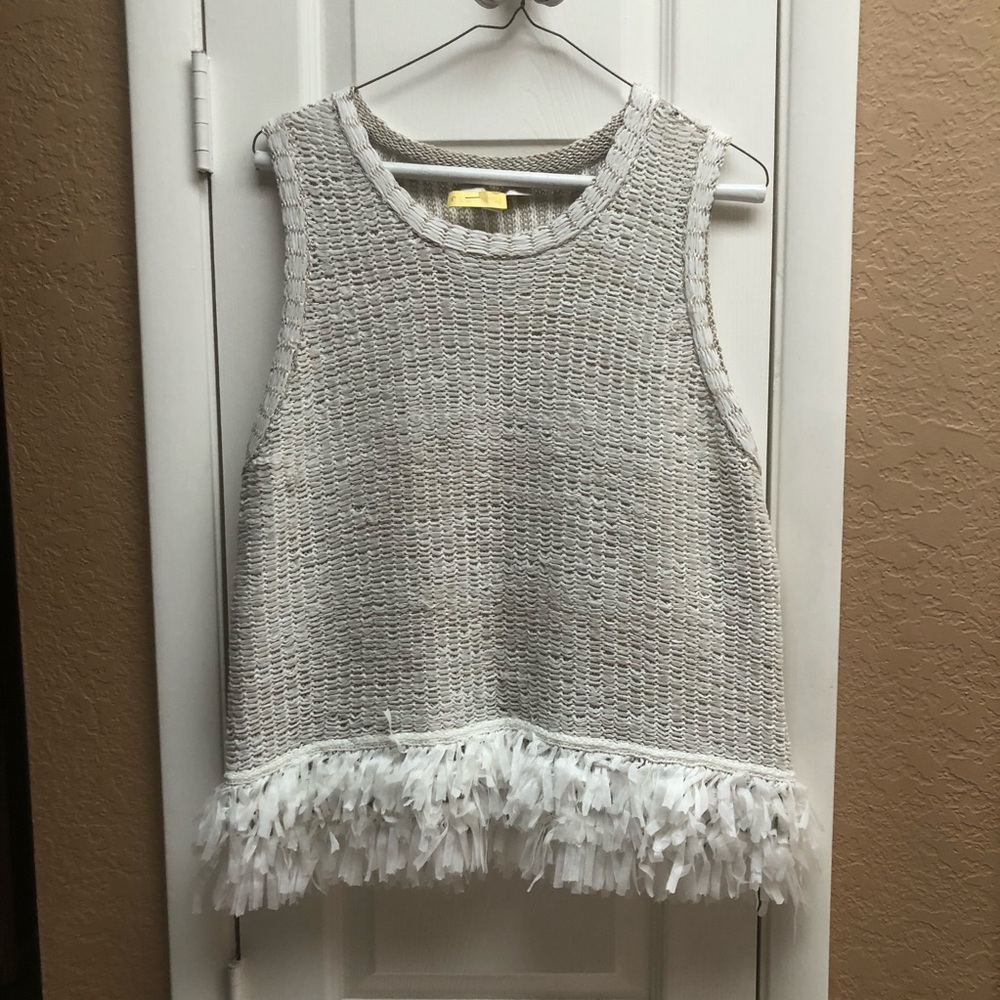 Knit top with fringe detail. Etcétera Brand
